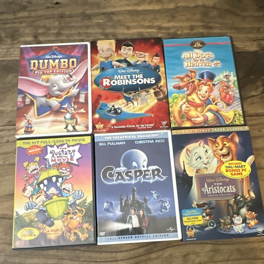 Disney DVD Movie Lot of 6: Dumbo, Robinsons, Rugrats, Casper, Aristocats,
